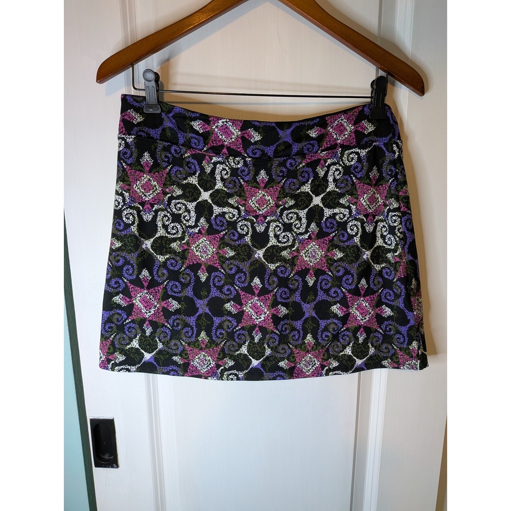 Tranquility by Colorado Clothing Women Medium Skort Black Purple Floral Active